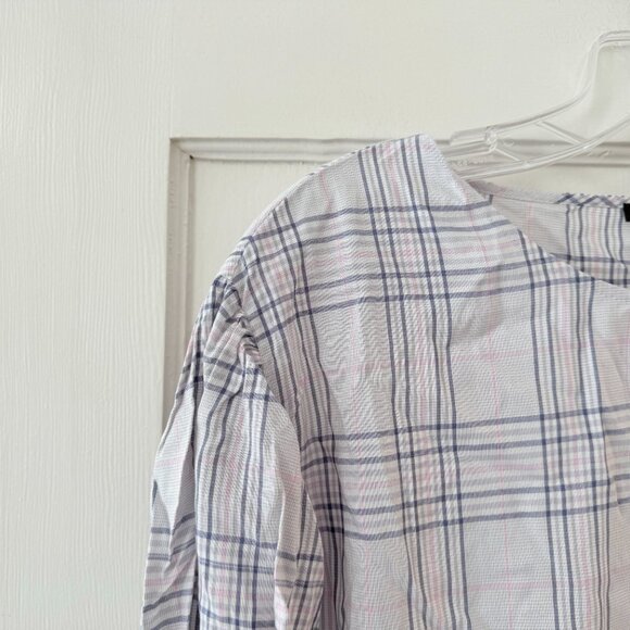 Ann Taylor | Plaid Balloon Sleeve Top - Picture 3 of 10